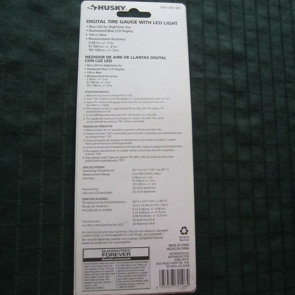 NIP HUSKY Digital Tire Gauge with LED Light - Picture 2 of 2